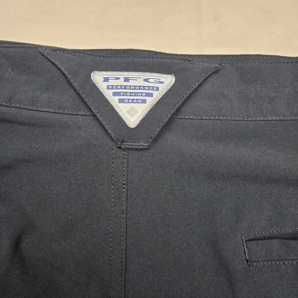 Columbia PFG Men Black Performance Fishing Gear Shorts‎ 40 10 Inseam Flat Front